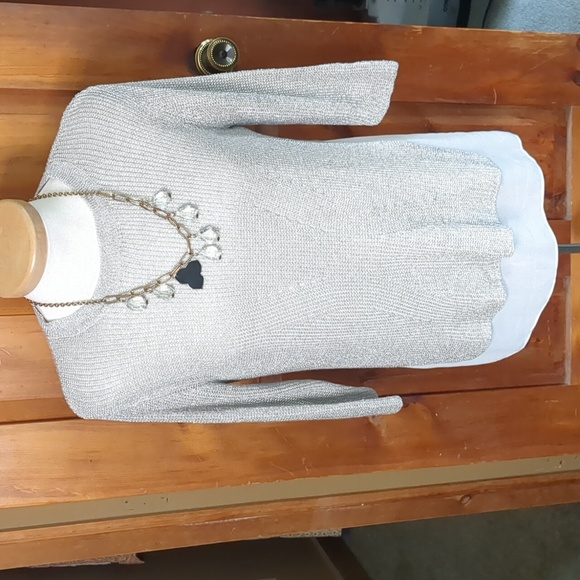 AVALIN* size XL sparkling fooler sweater 3/4 sleeve textured stitch front detail - Picture 1 of 9